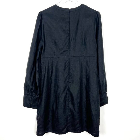 NWT Dissh Dress Women's Size 14 Black 100% Linen Long Sleeve Midi Dark Romantic - Picture 14 of 15
